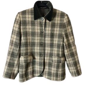 Marks & Spencer Women’s Tweed Olive Green Tartan Check Country Jacket Blazer 10